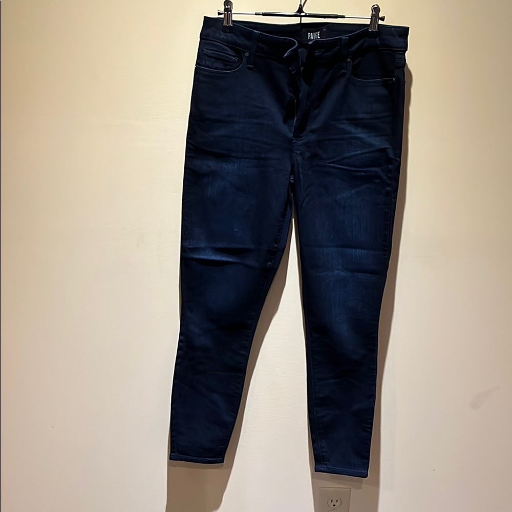PAIGE dark blue jeans skinny ankle length cropped NWOT size 30
